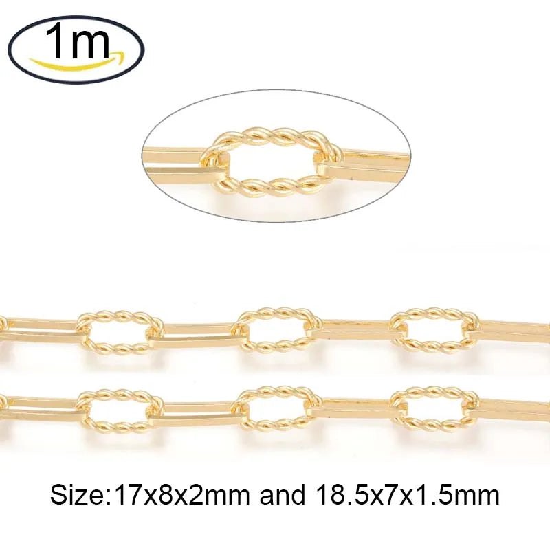 18K Gold Plated Paperclip Chains Long-Lasting Unwelded Real Cable Chains