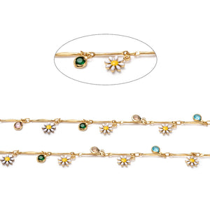 Colorful Daisy Charms Glass Charms Chain DIY Jewelry Making