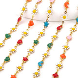 Daisy Stainless Steel Enamel Chain Sun Flowers Link Chains DIY Jewelry