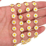 Daisy Stainless Steel Enamel Chain Sun Flowers Link Chains DIY Jewelry