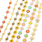 Daisy Stainless Steel Enamel Chain Sun Flowers Link Chains DIY Jewelry