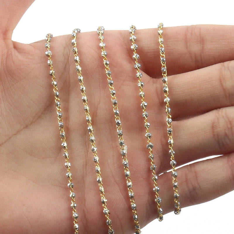 1m Stainless Steel Wire Wrapped Rosary Chain Beads for Jewelry Making