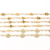 Stainless Steel Wire Wrapped Rosary Pearls Chain Beads for Jewelry Making