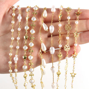 Stainless Steel Wire Wrapped Rosary Pearls Chain Beads for Jewelry Making