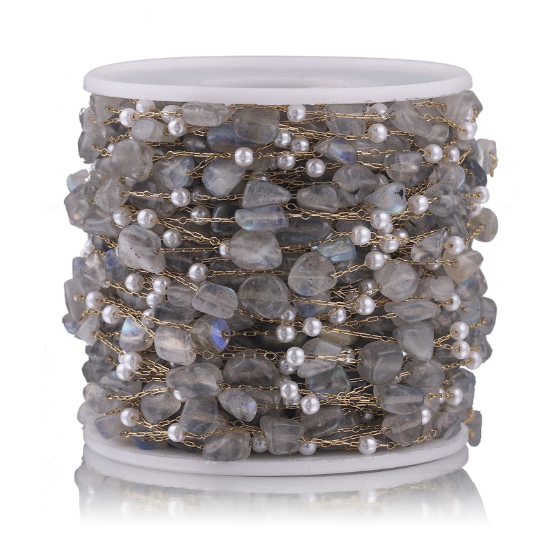 1m Stainless Steel Natural Stone Pearl Chains for DIY Jewelry Necklace Making