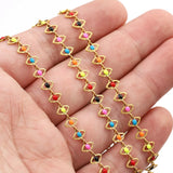 6mm Stainless Steel Rhombus Eye Connect Enamel Chains DIY Bracelet Necklaces