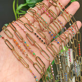 Big Hole Wire Wrapped Rosary Chain Plating Copper Chain