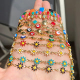 1m Copper Chain Flower Devil's Eyes Beads Chain DIY Jewelry Making