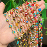 1m Copper Chain Flower Devil's Eyes Beads Chain DIY Jewelry Making