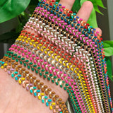 Stainless Steel Leaves Connect with Enamel Chains for DIY Jewelry