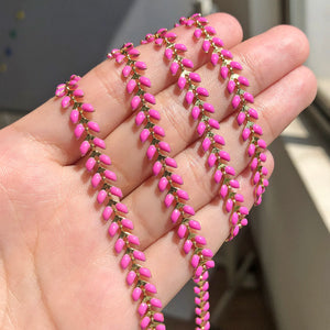 Stainless Steel Leaves Connect with Enamel Chains for DIY Jewelry