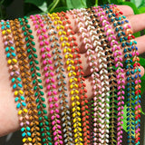 Stainless Steel Leaves Connect with Enamel Chains for DIY Jewelry