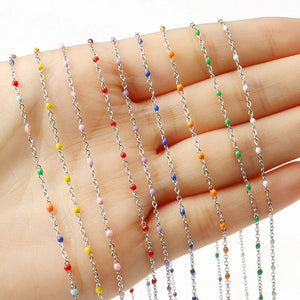 1m Rosary Wires Stainless Steel Cable Enamel Chain Link Bead for DIY Jewelry
