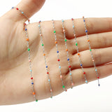 1m Rosary Wires Stainless Steel Cable Enamel Chain Link Bead for DIY Jewelry