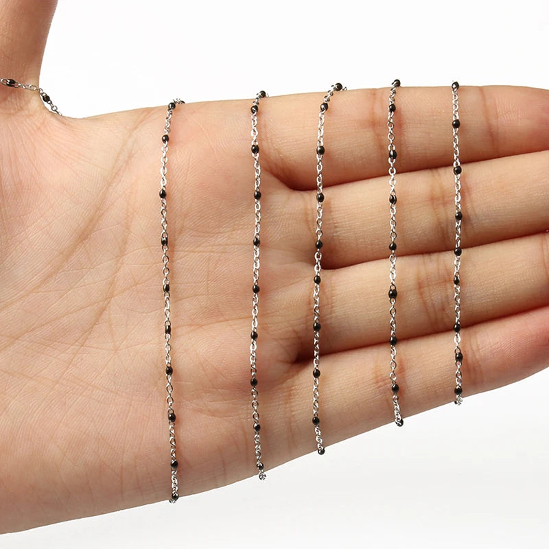 1m Rosary Wires Stainless Steel Cable Enamel Chain Link Bead for DIY Jewelry