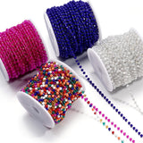 1m 3mm Crystal Stone Stainless Steel Bead Gold Chain Necklace
