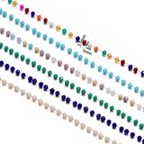 1m 3mm Crystal Stone Stainless Steel Bead Gold Chain Necklace