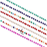 1m 3mm Crystal Stone Stainless Steel Bead Gold Chain Necklace