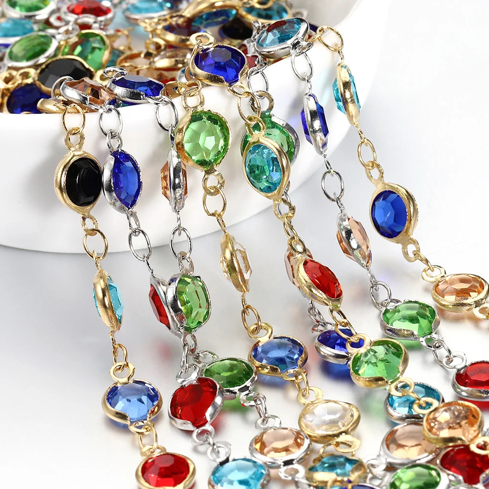 6mm Crystal Beaded Chain Glass Beads KC Necklace & Earrings