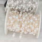 6mm Pearl Beaded Copper Chain Crystal Beads Cable Chain