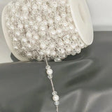 6mm Pearl Beaded Copper Chain Crystal Beads Cable Chain