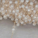 6mm Pearl Beaded Copper Chain Crystal Beads Cable Chain