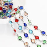 1m Colorful Crystal Beads Chain Glass Bead Copper Chain Jewelry Making