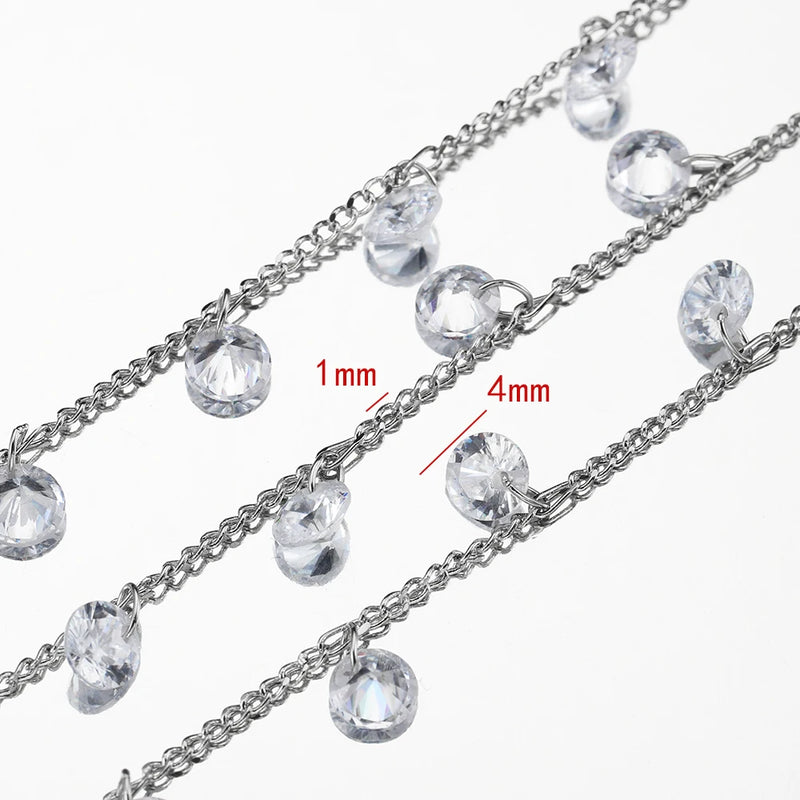 1m Crystal Beaded Chain Glass Beads Necklace Bracelet DIY Supplies