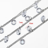 1m Crystal Beaded Chain Glass Beads Necklace Bracelet DIY Supplies