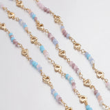 1m Crystal Beads Chain KC Love Heart Beaded Copper Chains DIY Jewelry