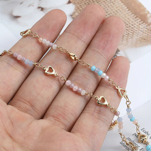 1m Crystal Beads Chain KC Love Heart Beaded Copper Chains DIY Jewelry