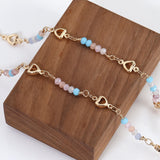 1m Crystal Beads Chain KC Love Heart Beaded Copper Chains DIY Jewelry