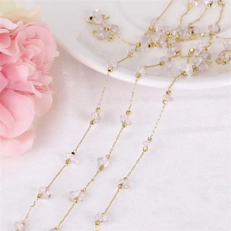 1m Crystal Stone Chain Irregular Beads Necklace DIY Jewelry Making Findings