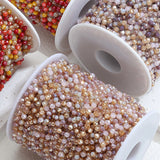 1m Crystal Stone Stainless Steel Red Purple Beaded Chain Jewelry Making DIY