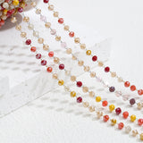 1m Crystal Stone Stainless Steel Red Purple Beaded Chain Jewelry Making DIY