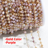 1m Crystal Stone Stainless Steel Red Purple Beaded Chain Jewelry Making DIY