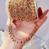 1m Droplet Pendant Chain Rhinestone Crystal Glass Bead Bracelet Necklace