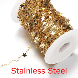 1m Stainless Steel Star Link Chains DIY for Jewelry Making