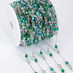 1m Green Bead SS Chain Necklace DIY Jewelry Making Supplies