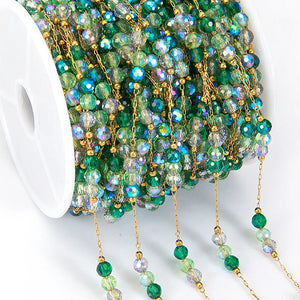 1m Green Bead SS Chain Necklace DIY Jewelry Making Supplies
