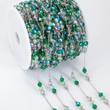 1m Green Bead SS Chain Necklace DIY Jewelry Making Supplies