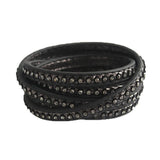 7mm PU Flat Leather Cord With Rhinestone 7x2MM for DIY Bracelets & Bangles