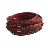 7mm PU Flat Leather Cord With Rhinestone 7x2MM for DIY Bracelets & Bangles