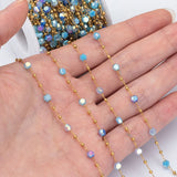 1m Stainless Steel Crystal Bead Chain for DIY Jewelry Making