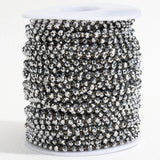1m Stone Stainless Steel Chain Silver Crystal Beaded Necklace Jewelry DIY