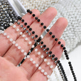 1m Stone Stainless Steel Chain Silver Crystal Beaded Necklace Jewelry DIY