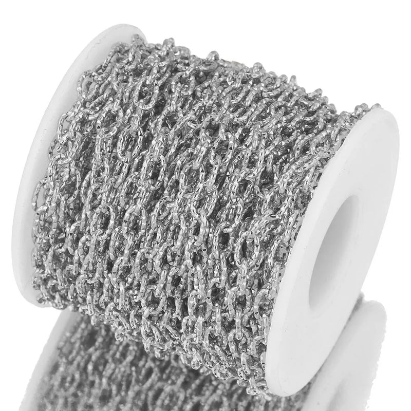 1m Stainless Steel Plated Oval Cross Chain Roll