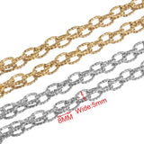 1m Stainless Steel Plated Oval Cross Chain Roll