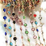 1m Colorful Crystal Beads Chain Glass Bead Necklace Chain for DIY Jewelry Making
