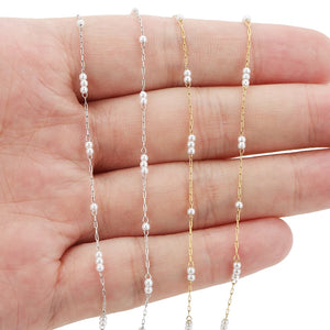 Stainless Steel Necklace Chains Bulk 2mm Pearl Bead Link Chains